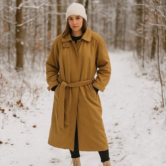 Gore Tex by Apparel Technologies Belted Long Women's Khaki Trench Jacket Coat 10 - Picture 1 of 16